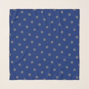 Gold Star of David Pattern Navy Blue Head Scarf