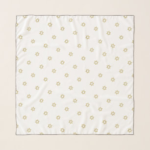 Gold Star of David Pattern White Head Scarf