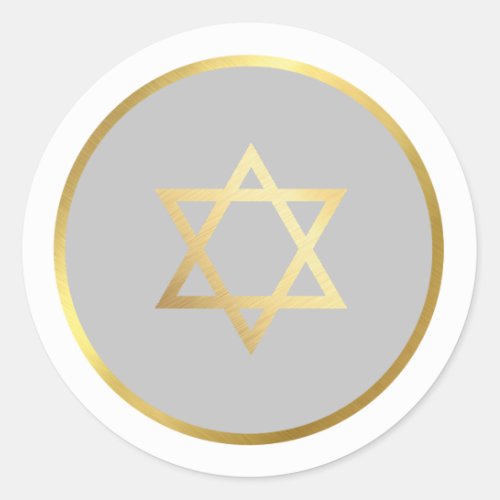 GOLD STAR OF DAVID spot circle gray Classic Round Sticker