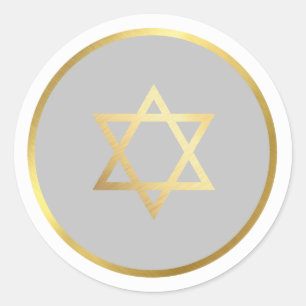 GOLD STAR OF DAVID spot circle gray Classic Round Sticker