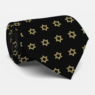 Gold Star Of David Universe Black Neck Tie