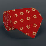 Gold Star Of David Universe Red Neck Tie<br><div class="desc">Judaica Collection</div>