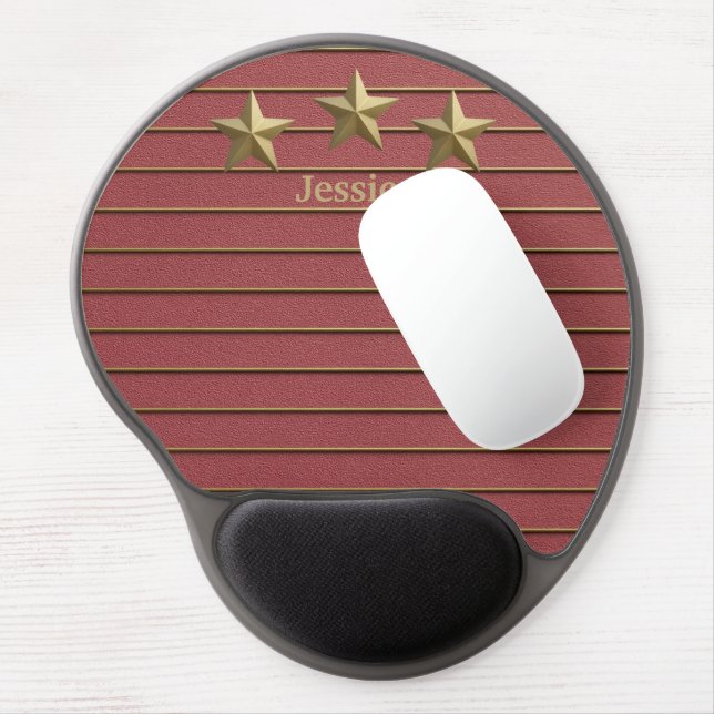 Gold Star on Rose Pink Gel Mousepad (Left Side)