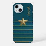 Gold Star on Teal iPhone 15 Case