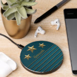 Gold Star on Teal Wireless Charger