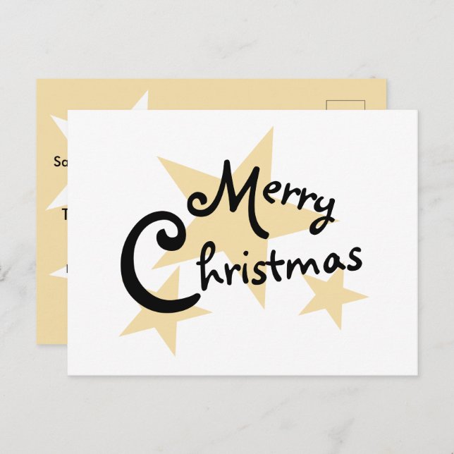 Gold Star on White Merry Christmas Invitation (Front/Back)