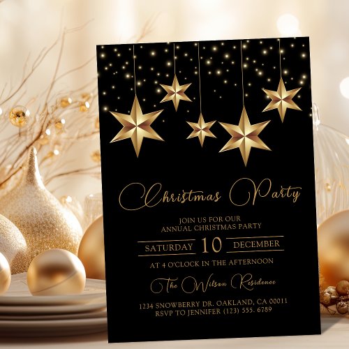 Gold Star Ornament Christmas Party  Invitation