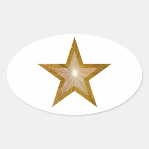 Gold Star oval sticker white
