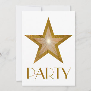 Gold Star 'Party' invitation white