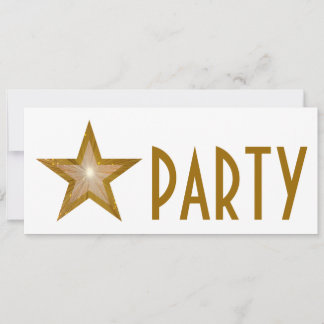 Gold Star 'PARTY' invitation white long