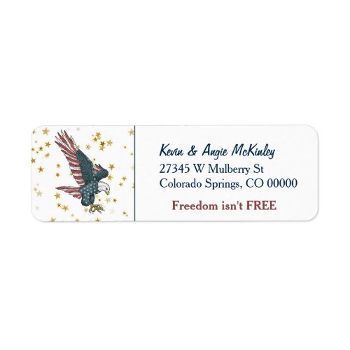 Gold Star Patriotic American Eagle Return Address Label