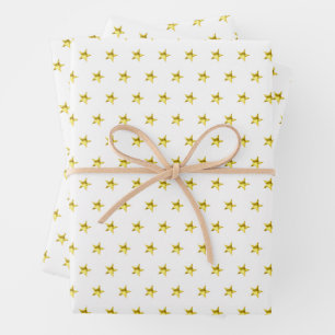 Gold star pattern metallic stylish chic wrapping paper sheets