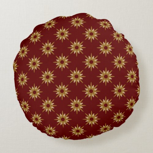 Gold Star Pattern Round Pillow