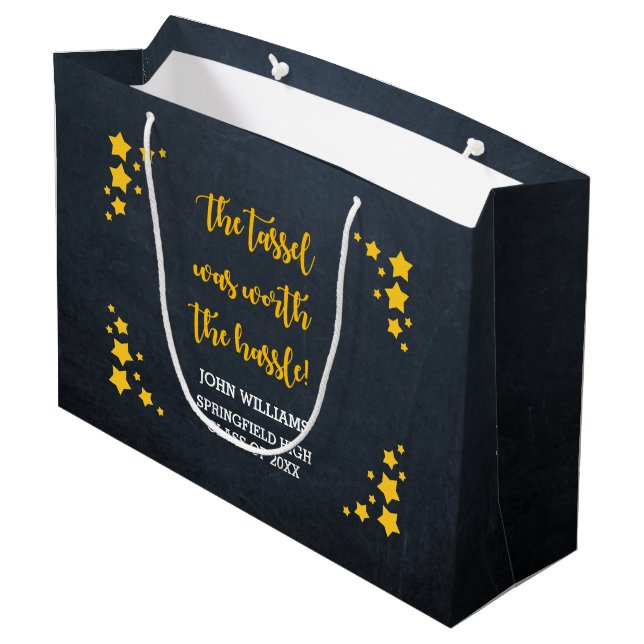 Gold Star Personalized Graduation Large Gift Bag (Back Angled)