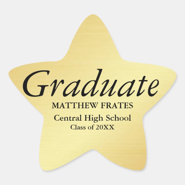 Gold Star Personalized Graduation Sticker (Front)