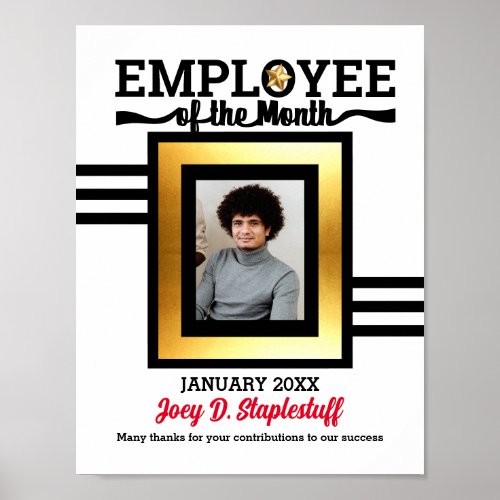 Gold star photo employee of the month award poster