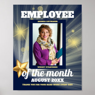 Gold star photo employee of the month display poster