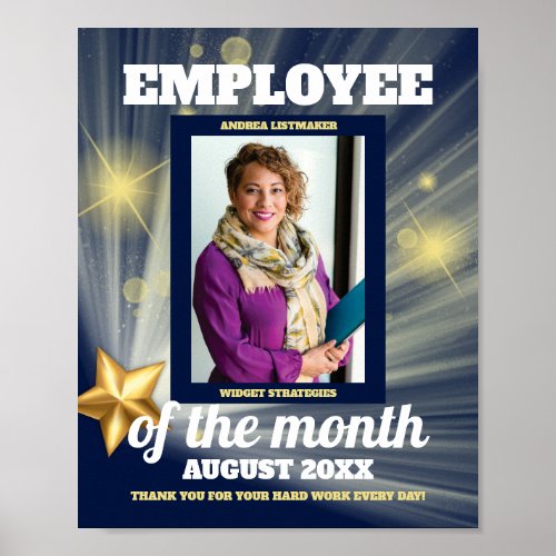 Gold star photo employee of the month display poster