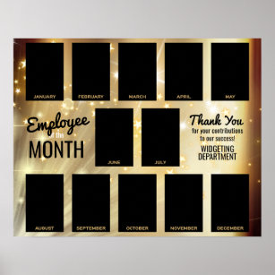Gold star photo employee of the month recognition  poster