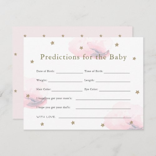 Gold Star  Pink Cloud Baby Predictions Card