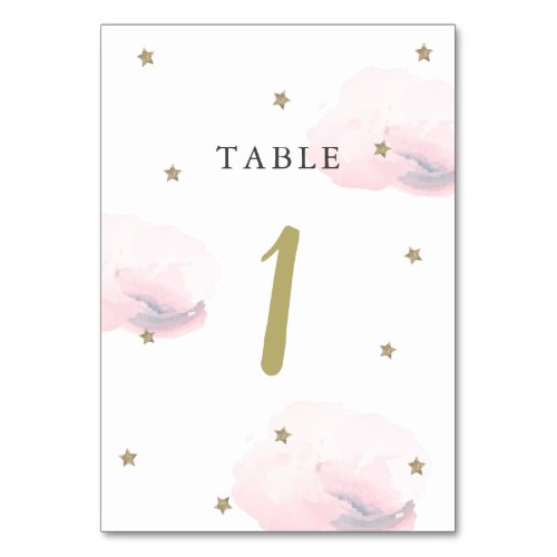 Gold Star  Pink Cloud Table Number