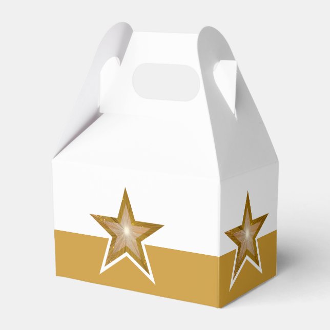 Gold Star print favor gold white box (Front Side)