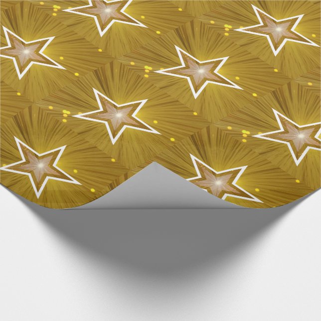 Gold Star print white wrapping paper (Corner)