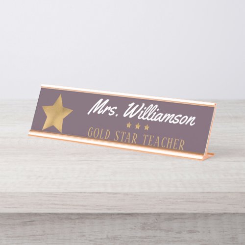 Gold Star Professional Educator Teacher Desk Name Plate