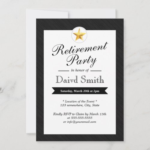 Gold Star Retirement Party Invitations