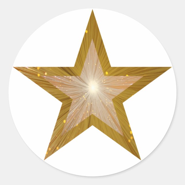 Gold Star round sticker white (Front)