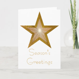 Gold Star 'Season's Greetings' card white vertical