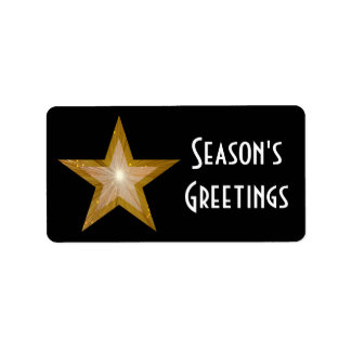"Gold" Star Season's Greetings medium black Label