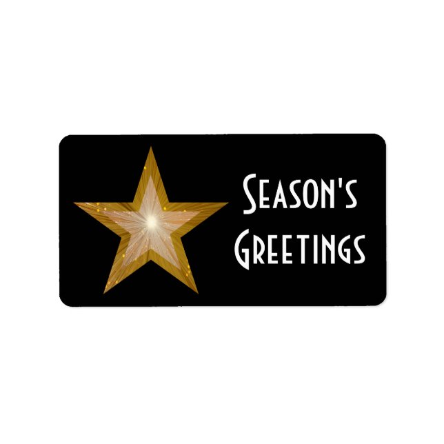 "Gold" Star Season's Greetings medium black Label (Front)