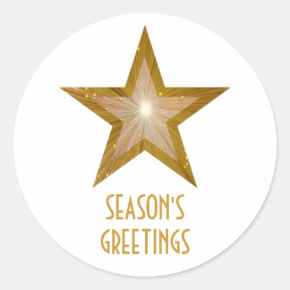 Gold Star 'Season's Greetings' round sticker white