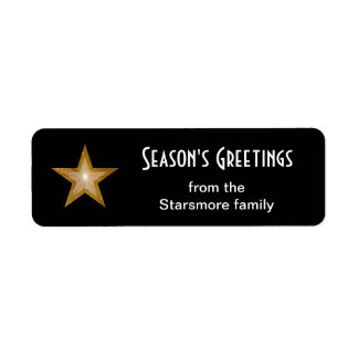Gold Star 'Season's Greetings' text small black Label