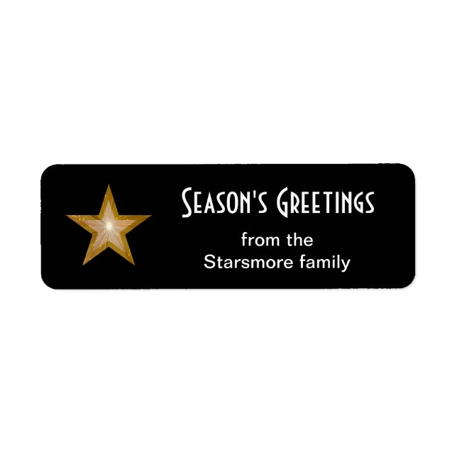 Gold Star 'Season's Greetings' text small black Label (Front)