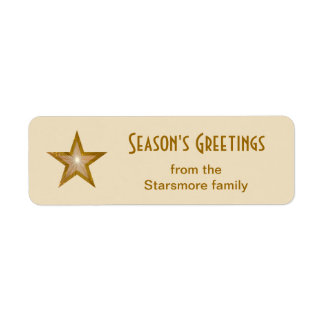 Gold Star 'Season's Greetings' text small cream Label