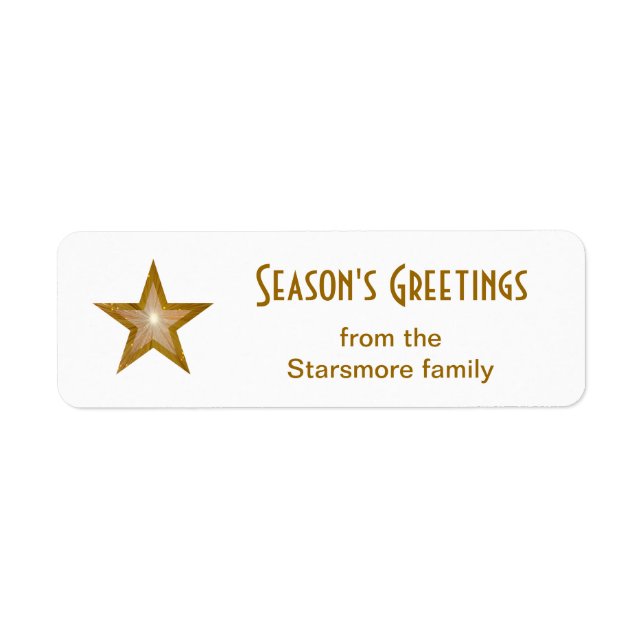 Gold Star 'Season's Greetings' text small white Label (Front)