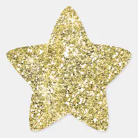 Gold Star Shape Faux Glitter Stickers | Zazzle