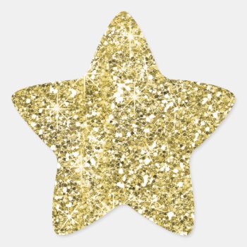 Gold Star Shape Faux Glitter Stickers by specialoccasions at Zazzle