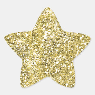 Gold Star Shape Faux Glitter Stickers