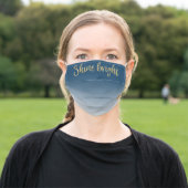 Gold Star Shine Bright Blue Ombre Adult Cloth Face Mask (Outside)
