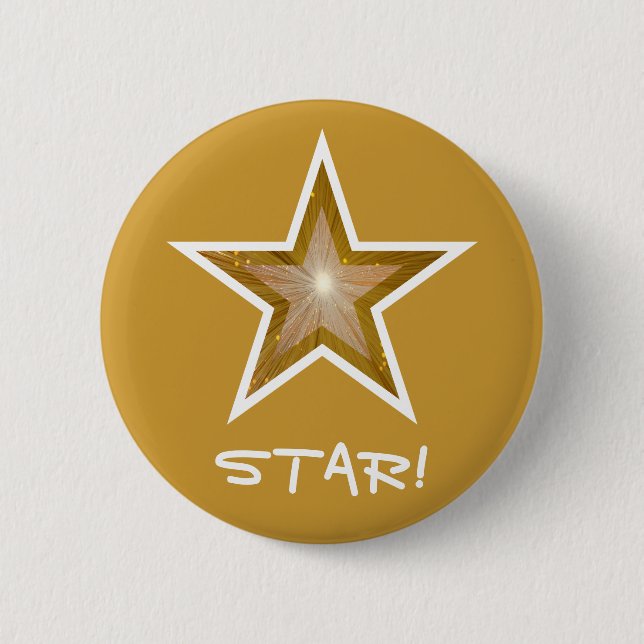 "Gold" Star 'STAR!' button gold (Front)