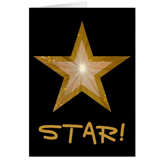 Gold Star 'STAR!' 'Happy Birthday' card black (Front)