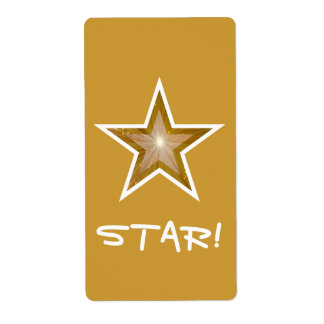 Gold Star 'STAR!' label large gold