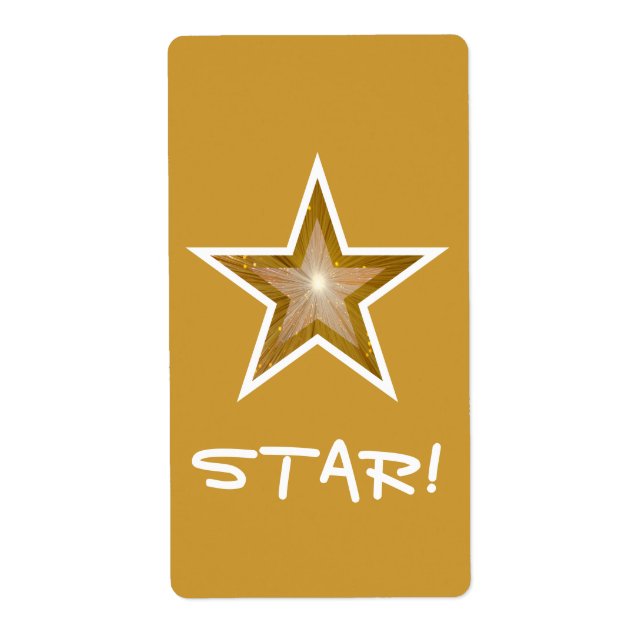 Gold Star 'STAR!' label large gold (Front)