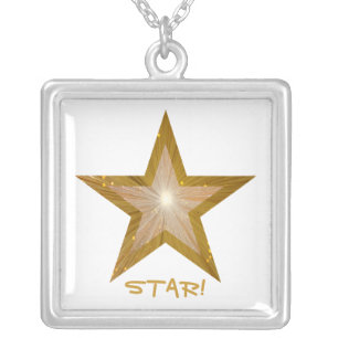 Gold Star 'STAR!' necklace square white