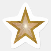Custom Message Gold Star with Gold Glitter Texture Star Sticker | Zazzle