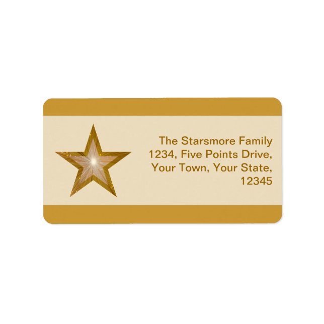 Gold Star stripe address label medium cream (Front)