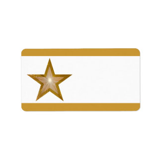"Gold" Star stripe label medium white plain